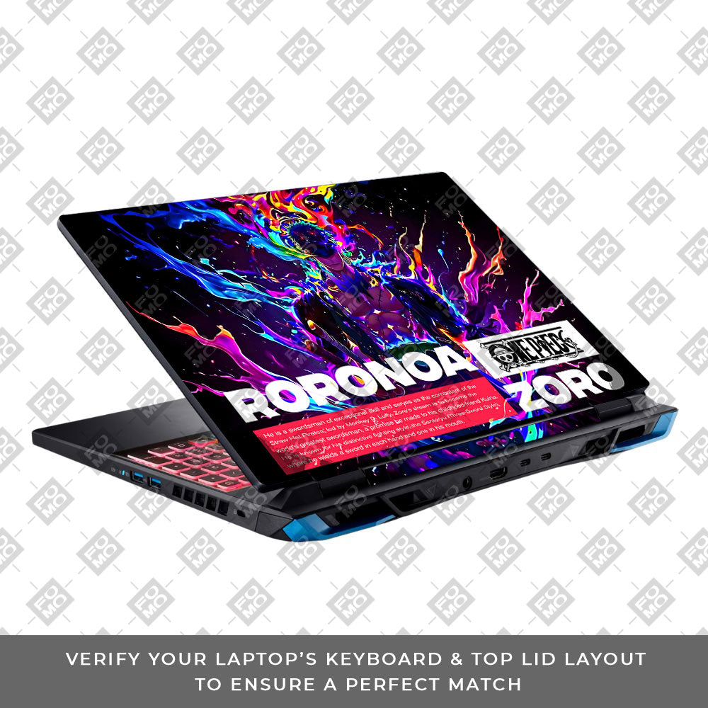 Zoro with Neon Flames Acer Predator Helios Neo 16 N22Q22 Laptop Skin