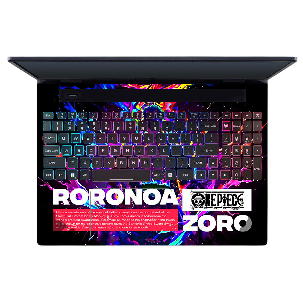 Zoro with Neon Flames Acer Predator Helios Neo 16 N22Q22 Laptop Skin