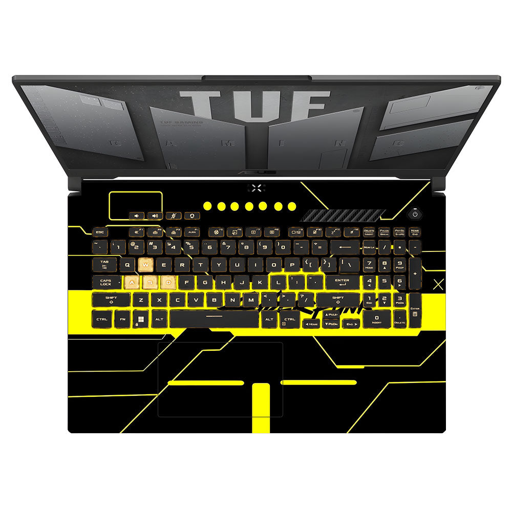Cyberpunk Yellowline Grid Asus TUF Gaming F17 FX707Z Laptop Skin
