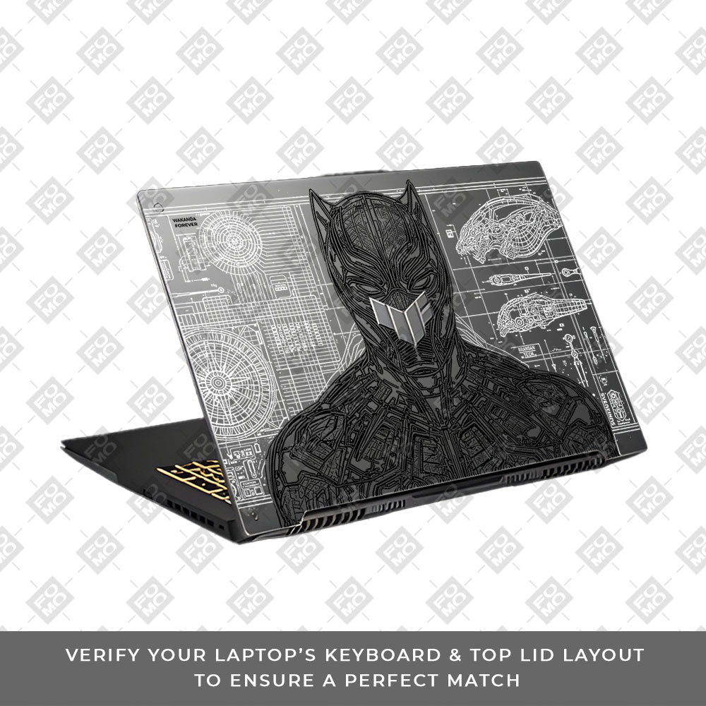 Transparent Black Panther Techshell Asus TUF Gaming F17 FX707Z Laptop Skin