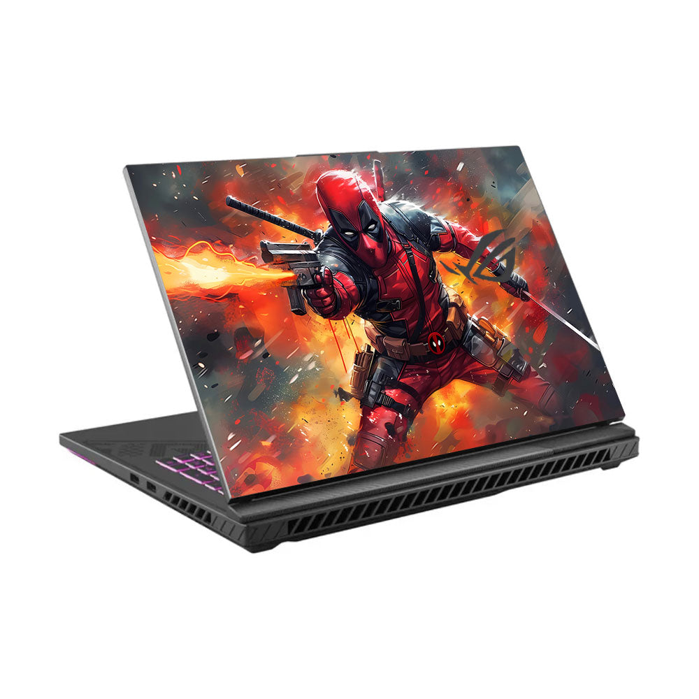 Deadpool in Action Asus ROG Strix G16 G614J Laptop Skin