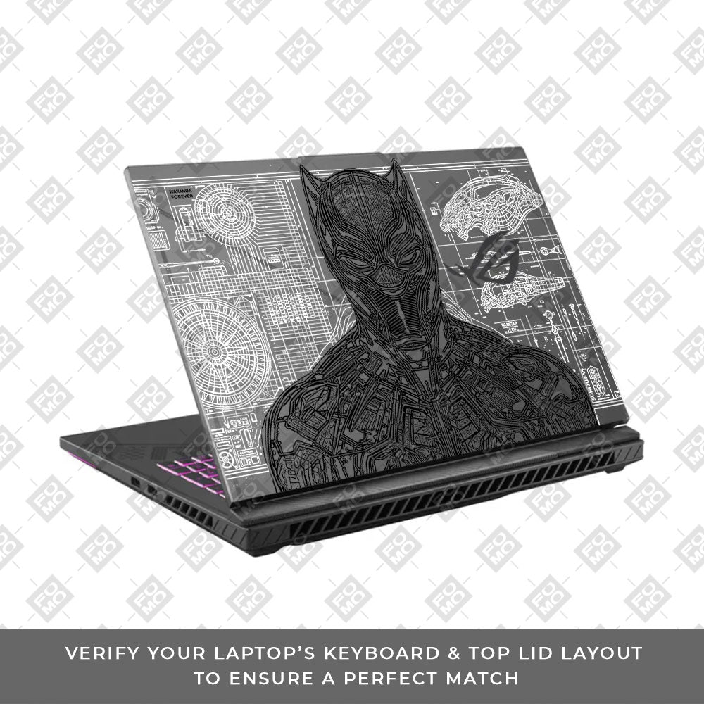 Transparent Black Panther Techshell Asus ROG Strix G16 G614J Laptop Skin