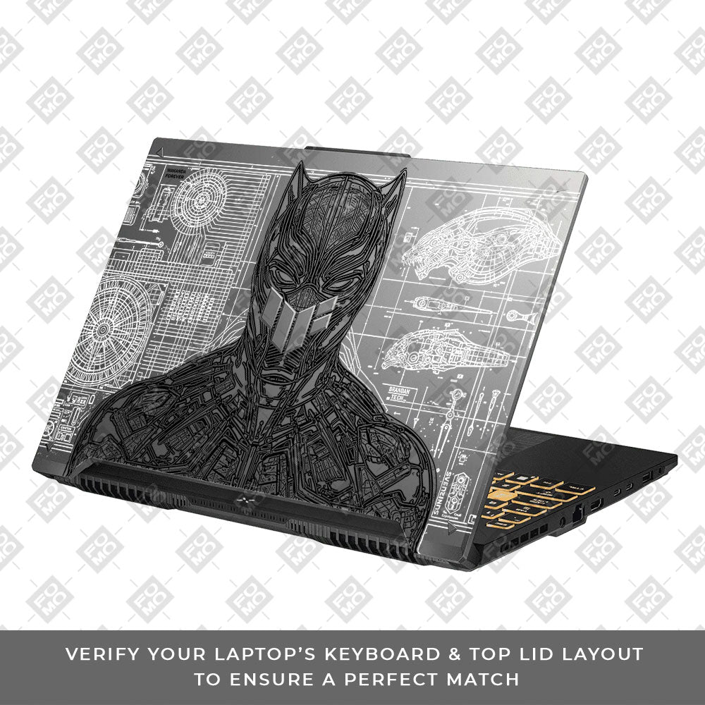 Transparent Black Panther Techshell Asus TUF F16 and A16 Laptop Skin