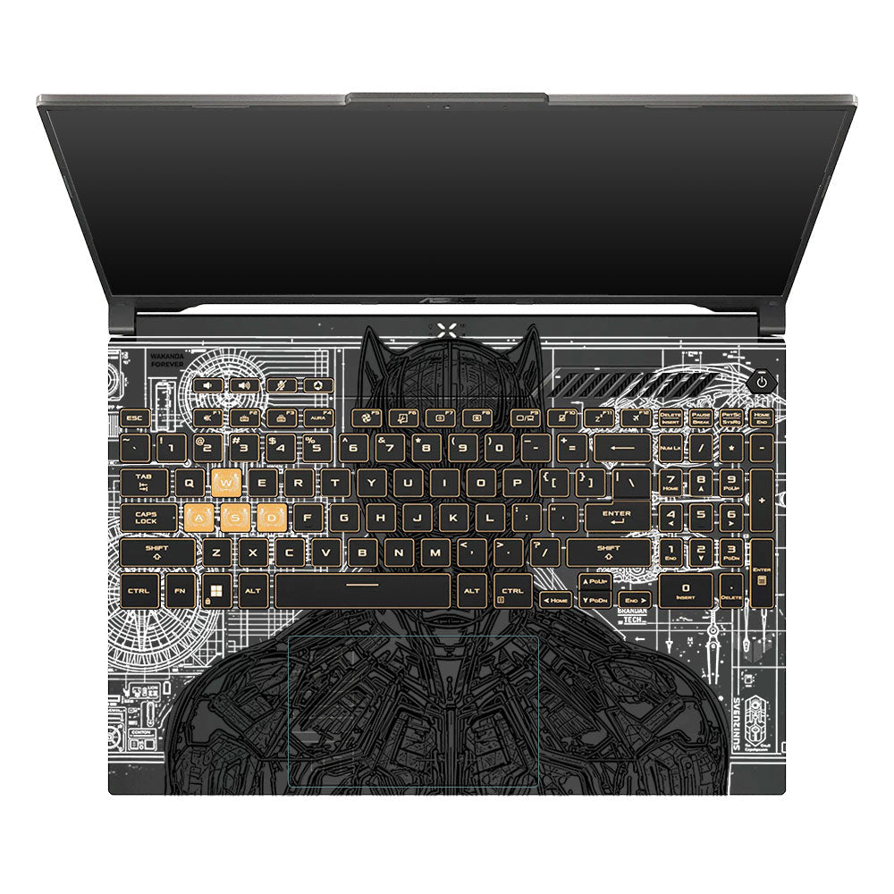 Transparent Black Panther Techshell Asus TUF F16 and A16 Laptop Skin