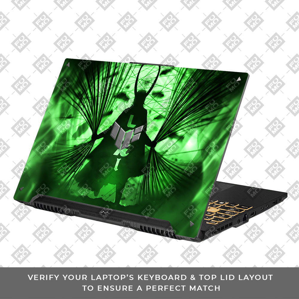 Loki's Green Aura Asus TUF F16 and A16 Laptop Skin