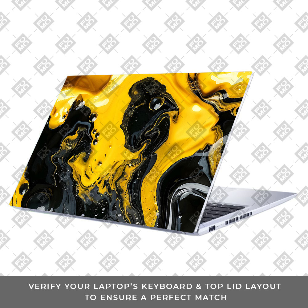 Yellow and Black Paint Swirls Asus Vivobook 15 X1502VA Laptop Skin