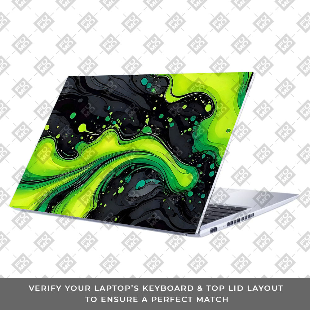 Neon Green Paint Swirls Asus Vivobook 15 X1502VA Laptop Skin