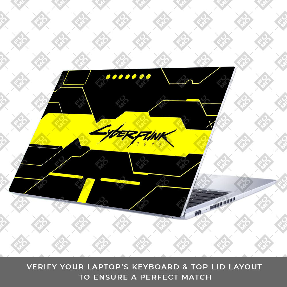 Cyberpunk Yellowline Grid Asus Vivobook 15 X1502VA Laptop Skin