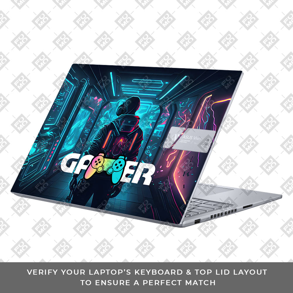 Gamer in Glowing Background Gaming Asus VivoBook 16X K3605 Laptop Skin
