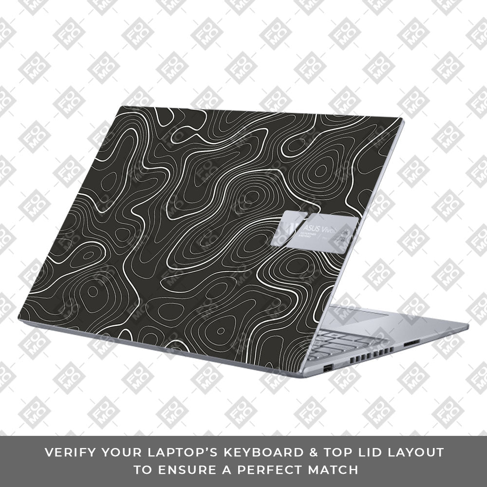 Grayscale Topographic Lines Asus VivoBook 16X K3605 Laptop Skin