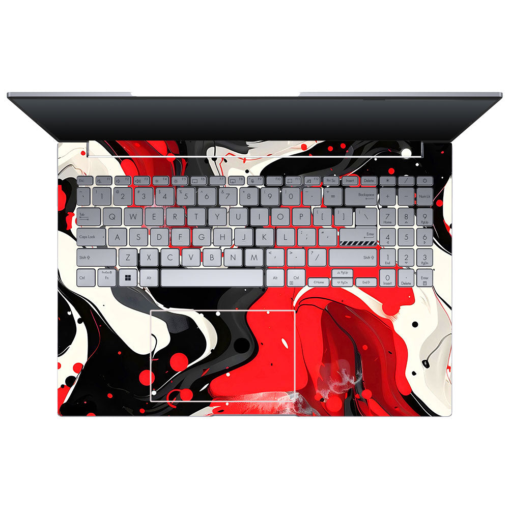 Red and White Paint Swirls Asus VivoBook 16X K3605 Laptop Skin