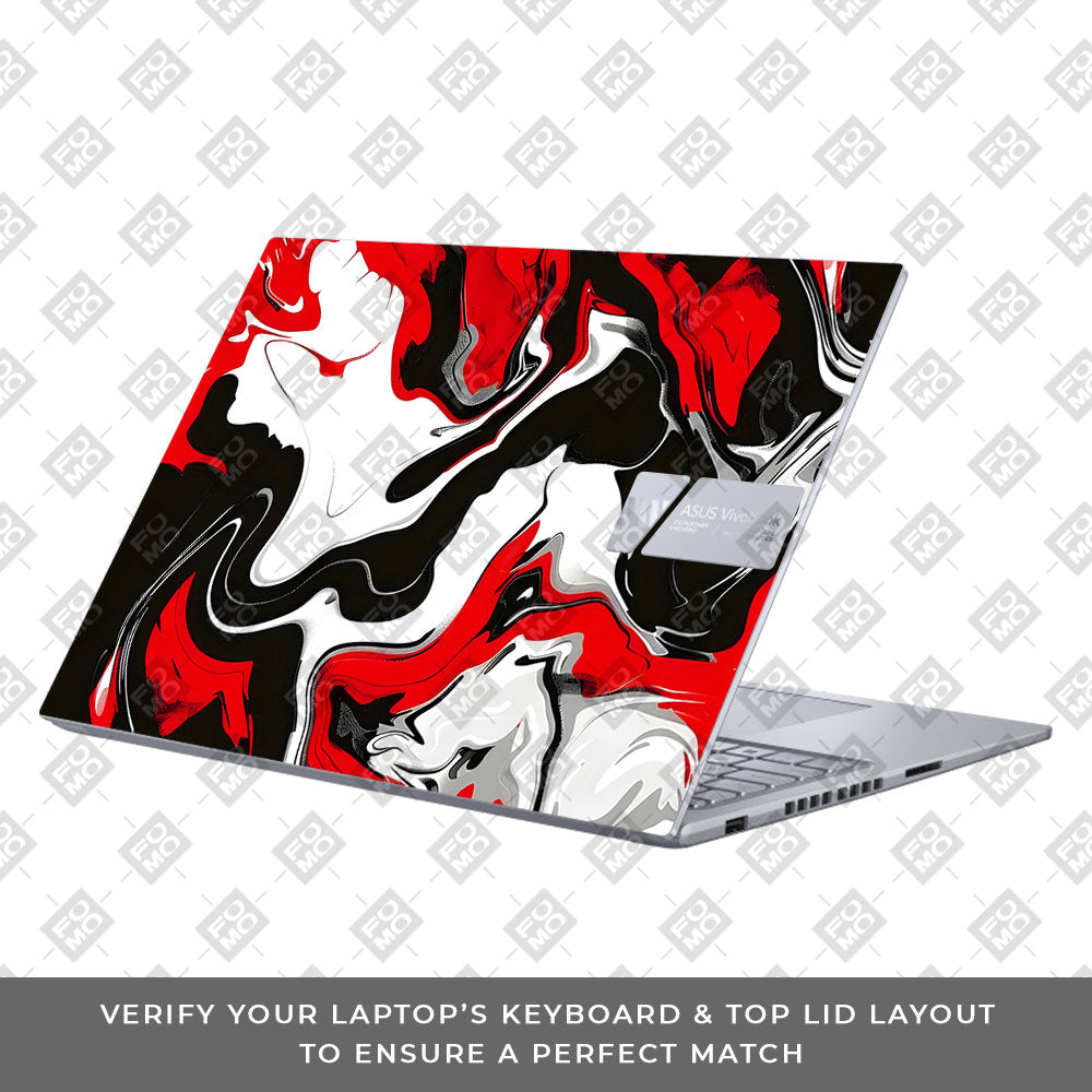 Red and White Marble Asus VivoBook 16X K3605 Laptop Skin