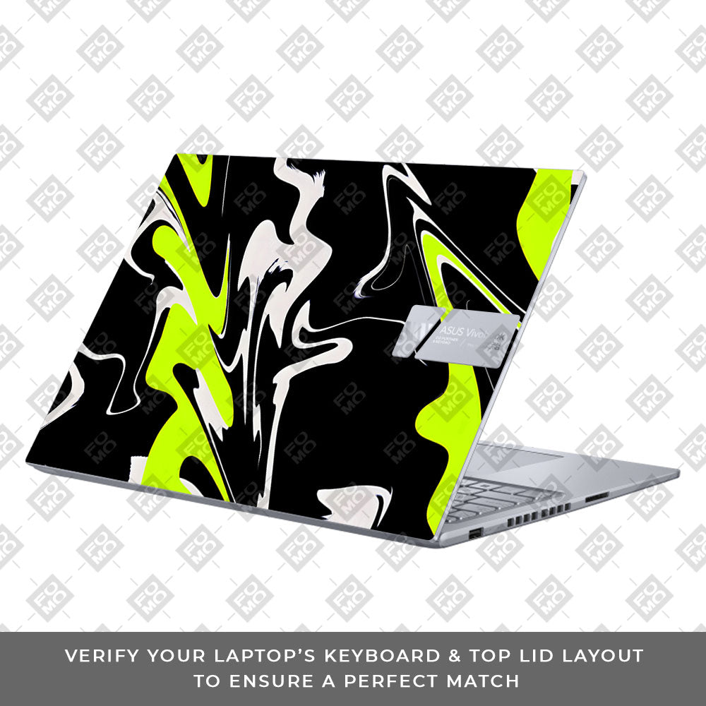 Neon Green and Black Patterns Asus VivoBook 16X K3605 Laptop Skin