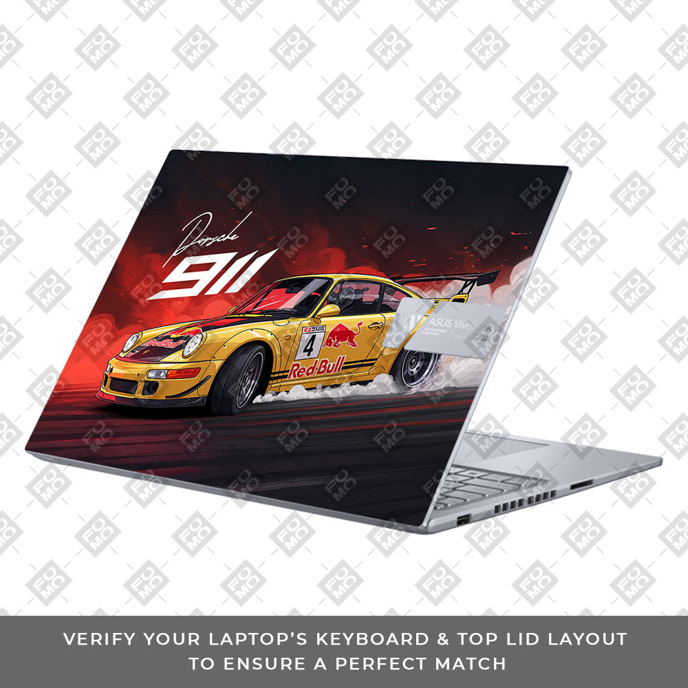 Porsche 911 Red Bull Classic Racer Asus VivoBook 16X K3605 3D Laptop Skin