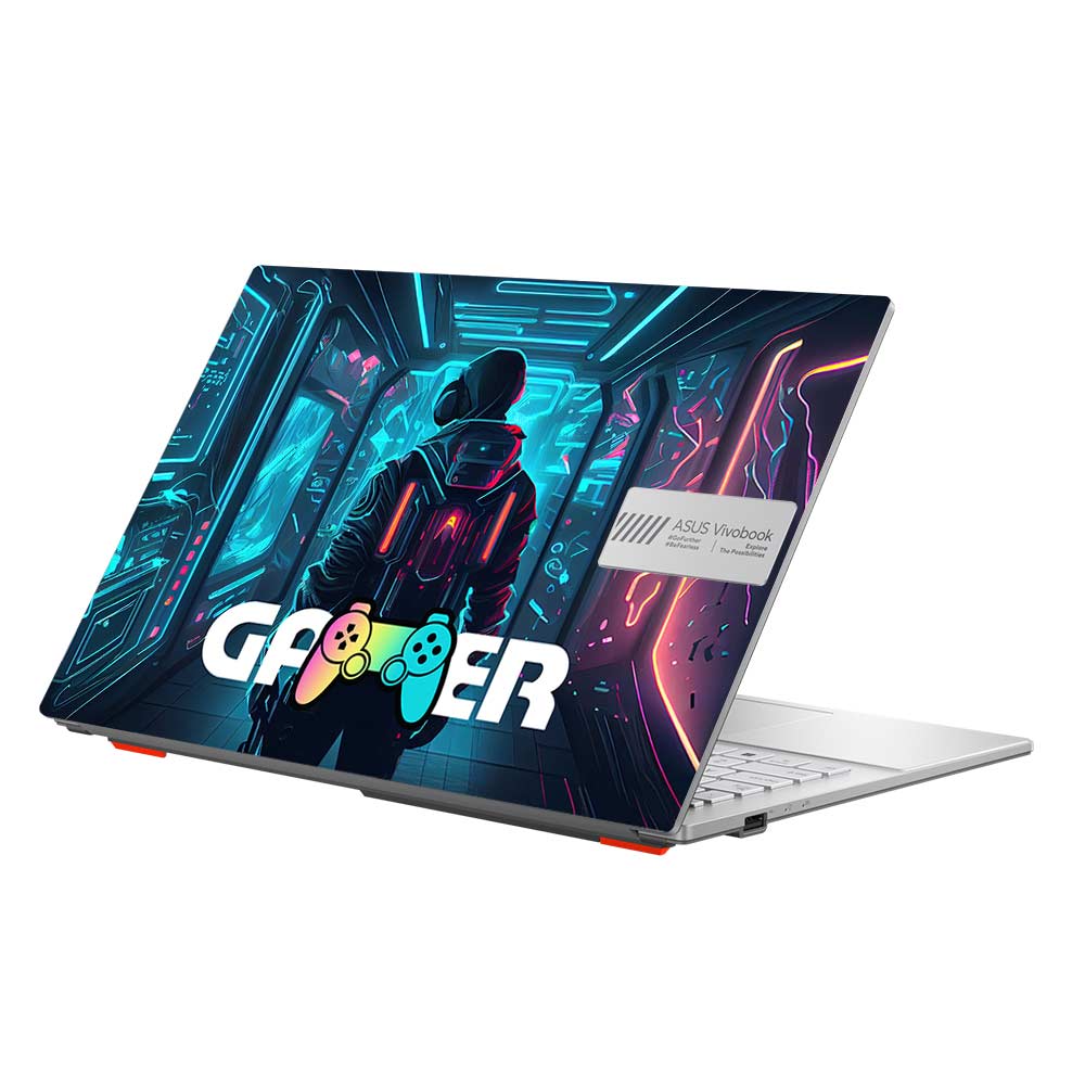 Gamer in Glowing Background Gaming Asus Vivobook Go 15 E1504G Laptop Skin