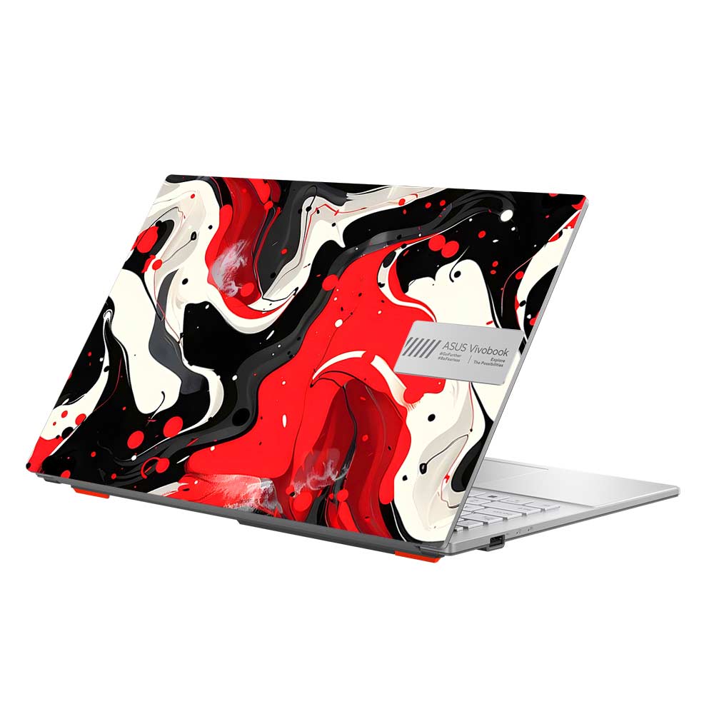 Red and White Paint Swirls Asus Vivobook Go 15 E1504G Laptop Skin