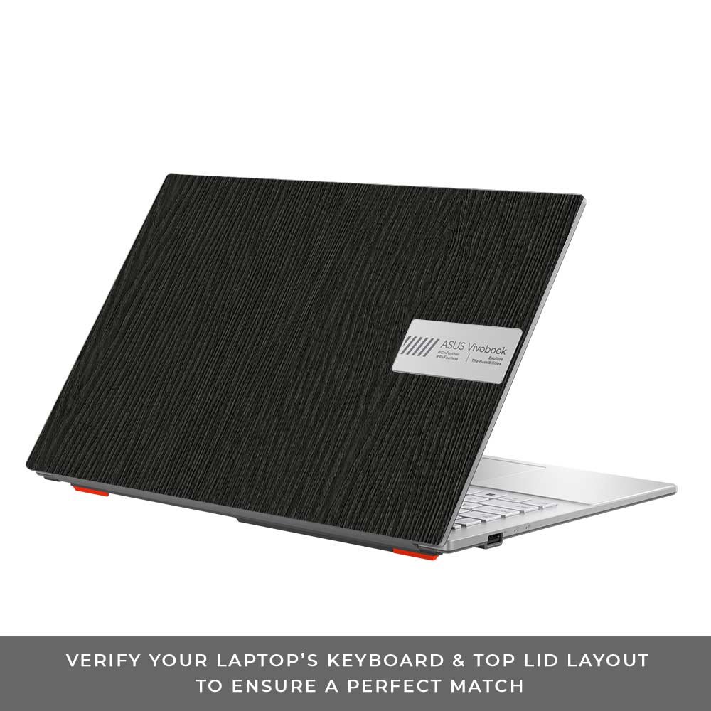 Textured Black Wood Asus Vivobook Go 15 E1504G Laptop Skin