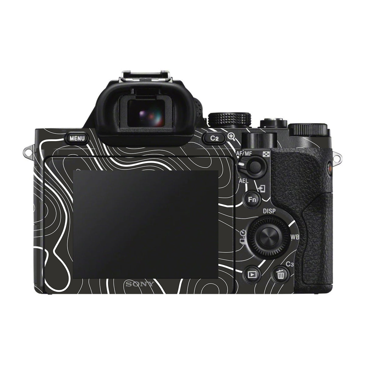 Grayscale Topographic Lines Sony A7 S Camera Skin