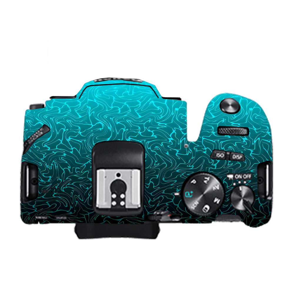 Cyan Blue to Black Gradient Canon EOS 200D II Camera Skins