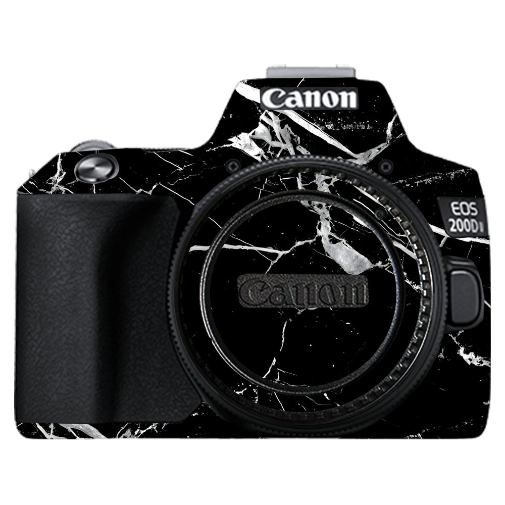 White Veins on Black Canon EOS 200D II Camera Skins