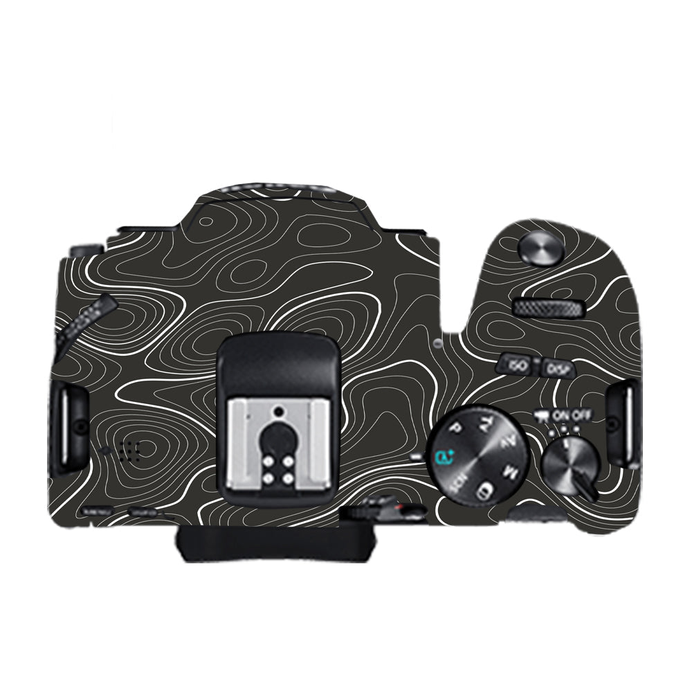 Grayscale Topographic Lines Canon EOS 200D II Camera Skins