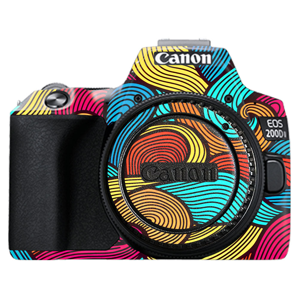 Retro Colorful Doodle Art Pattern Canon EOS 200D II Camera Skin