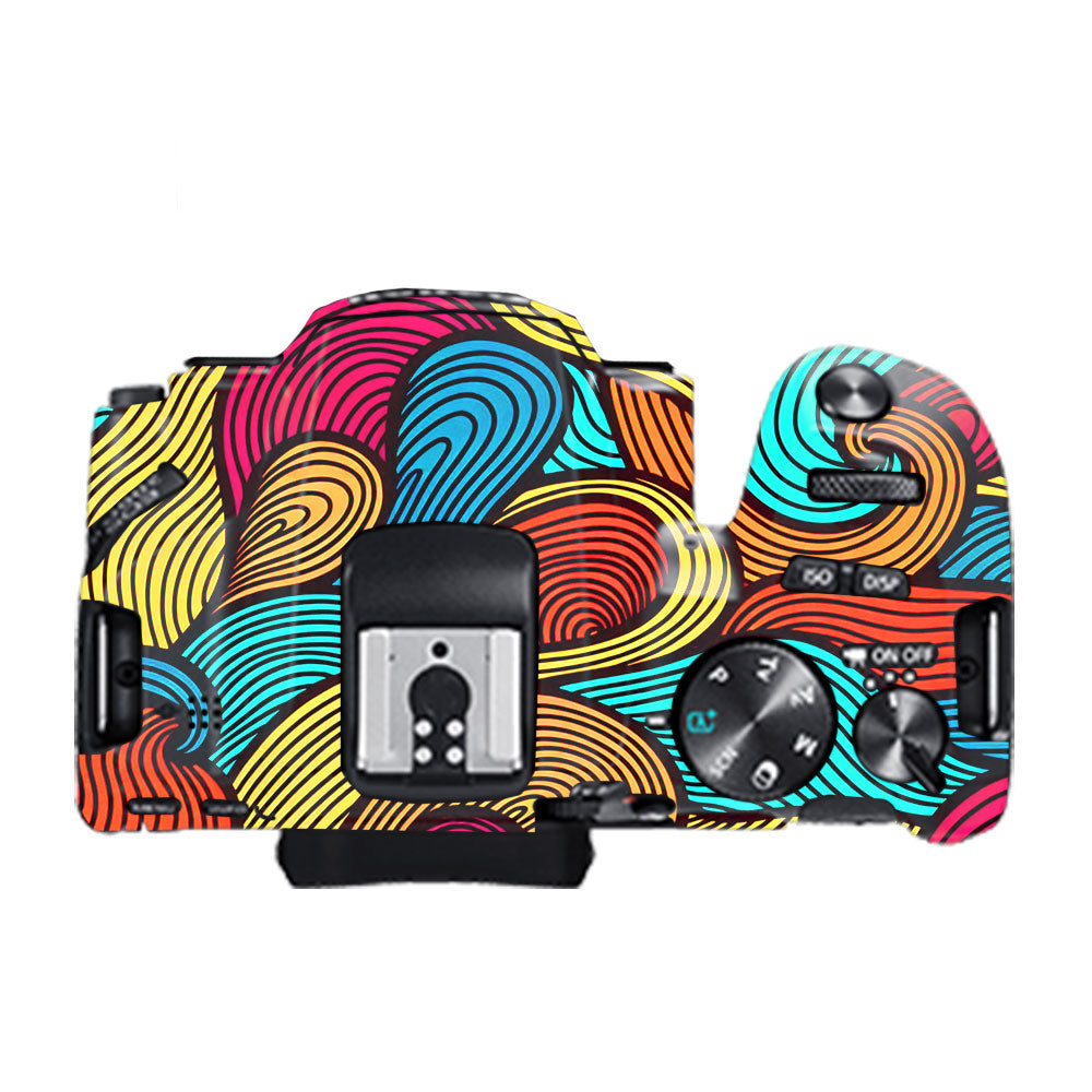 Retro Colorful Doodle Art Pattern Canon EOS 200D II Camera Skin