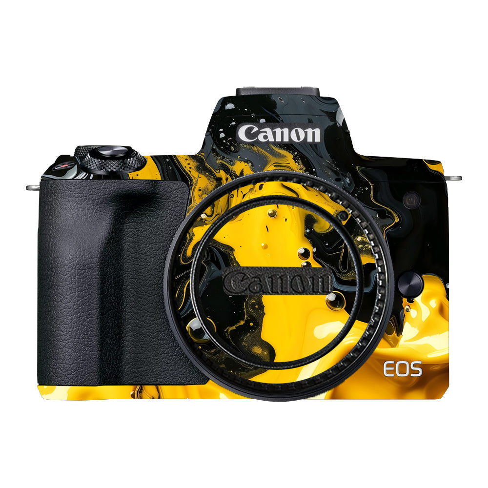 Yellow and Black Paint Swirls Canon EOS M50 Mark II Camera Skins