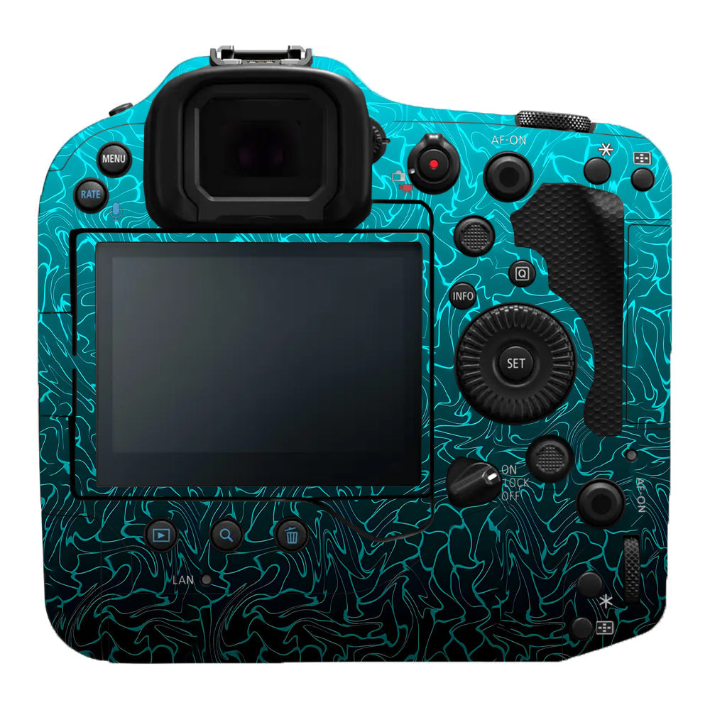 Cyan Blue to Black Gradient Canon EOS R3 Camera Skins