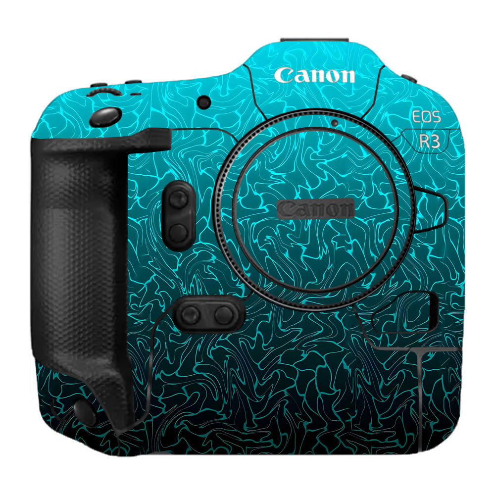 Cyan Blue to Black Gradient Canon EOS R3 Camera Skins