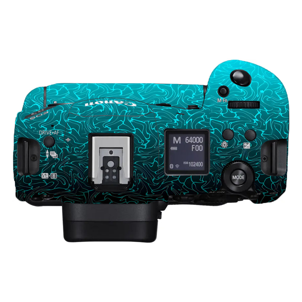 Cyan Blue to Black Gradient Canon EOS R3 Camera Skins