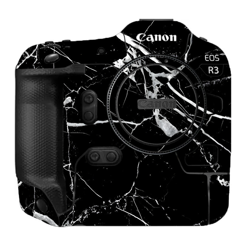 White Veins on Black Canon EOS R3 Camera Skins