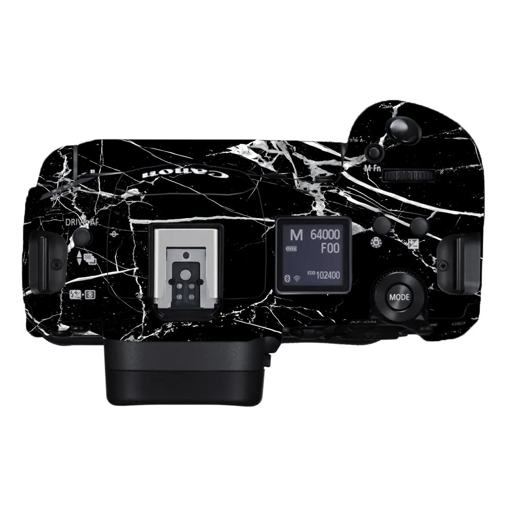 White Veins on Black Canon EOS R3 Camera Skins