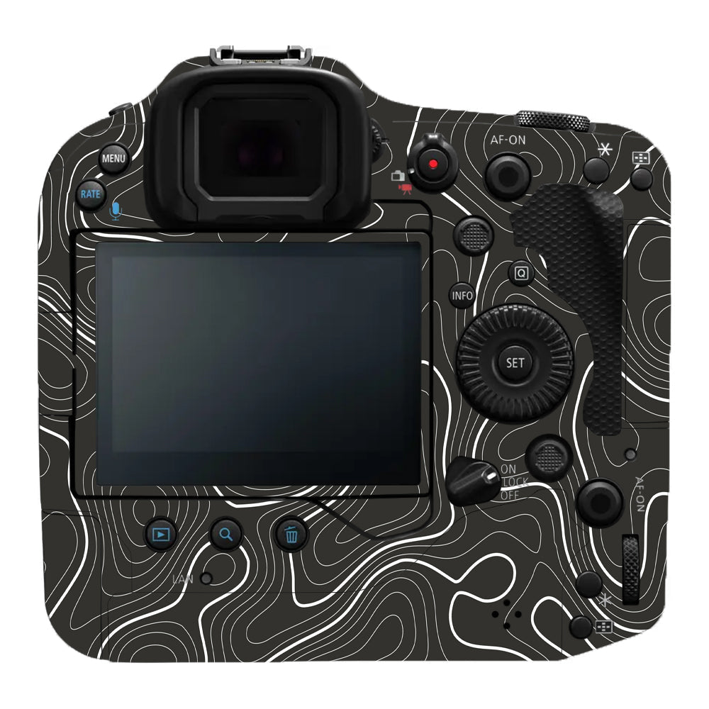 Grayscale Topographic Lines Canon EOS R3 Camera Skins