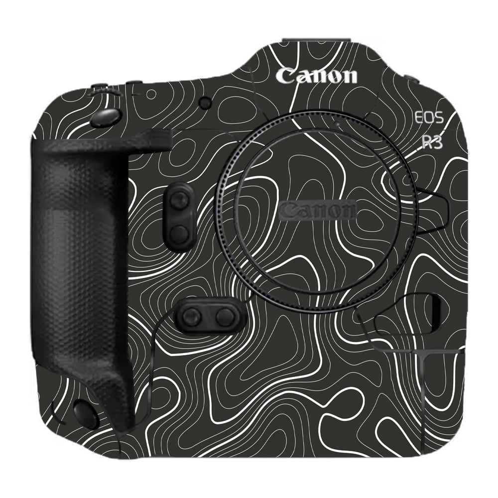 Grayscale Topographic Lines Canon EOS R3 Camera Skins