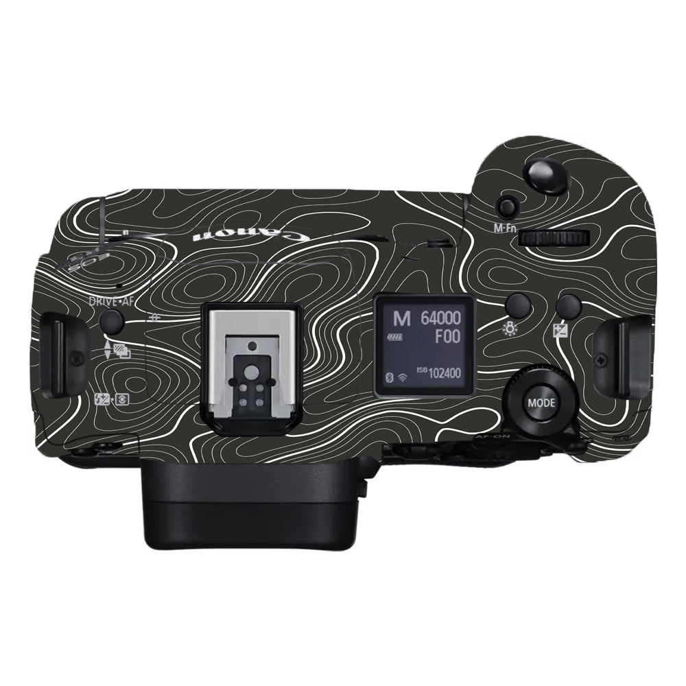 Grayscale Topographic Lines Canon EOS R3 Camera Skins