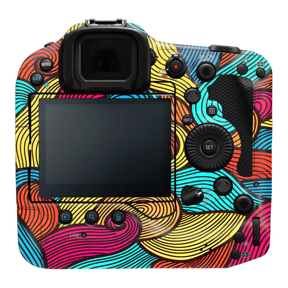 Retro Colorful Doodle Art Pattern Canon EOS R3 Camera Skin