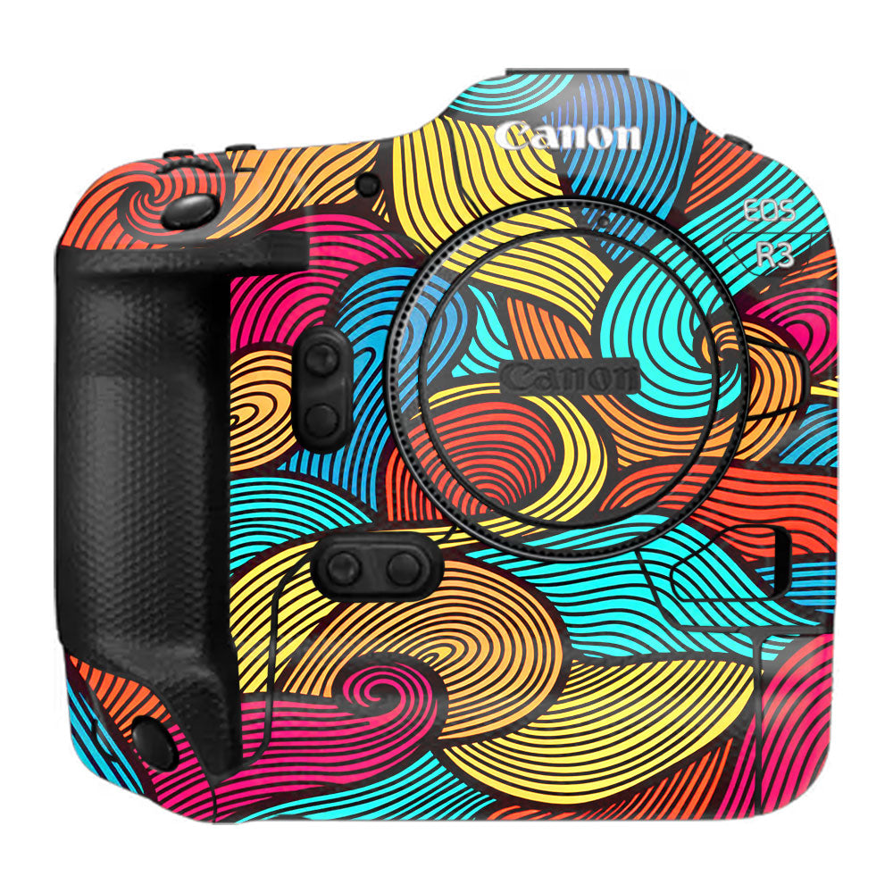 Retro Colorful Doodle Art Pattern Canon EOS R3 Camera Skin