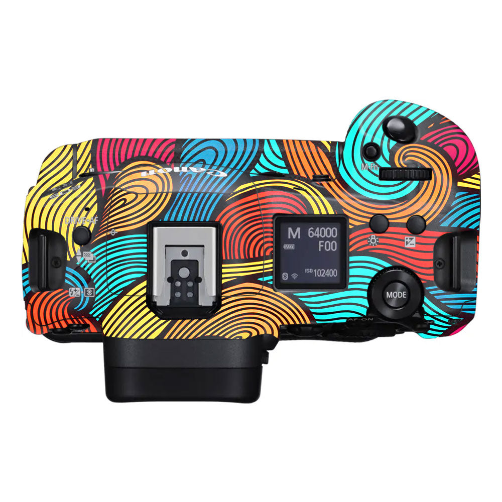 Retro Colorful Doodle Art Pattern Canon EOS R3 Camera Skin