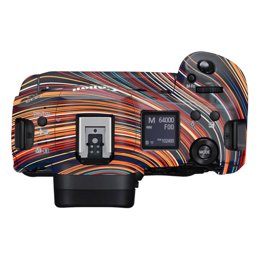 Retro Abstract Striped Swirl Canon EOS R3 Camera Skin