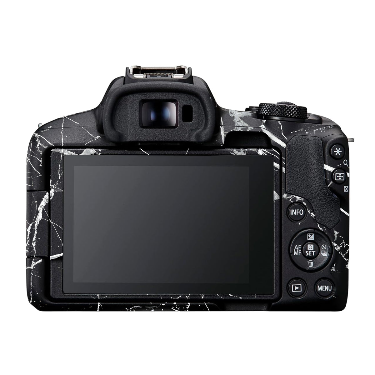White Veins on Black Canon EOS R50 Camera Skin