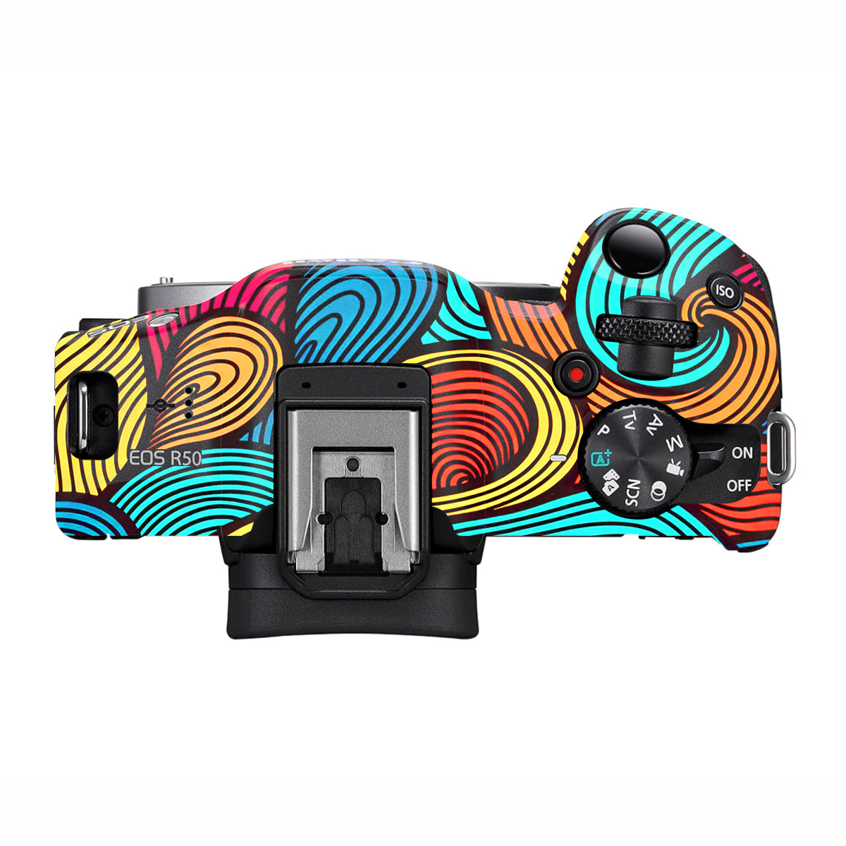 Retro Colorful Doodle Art Pattern Canon EOS R50 Camera Skin
