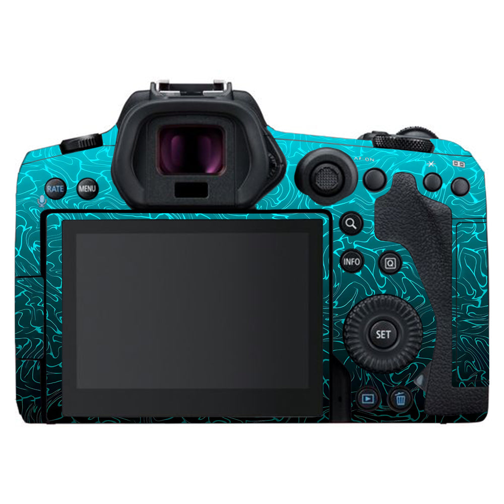 Cyan Blue to Black Gradient Canon EOS R5 Camera Skins