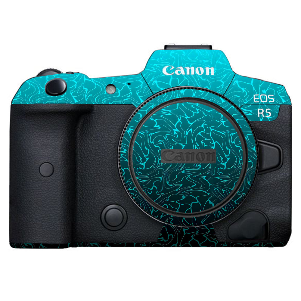 Cyan Blue to Black Gradient Canon EOS R5 Camera Skins