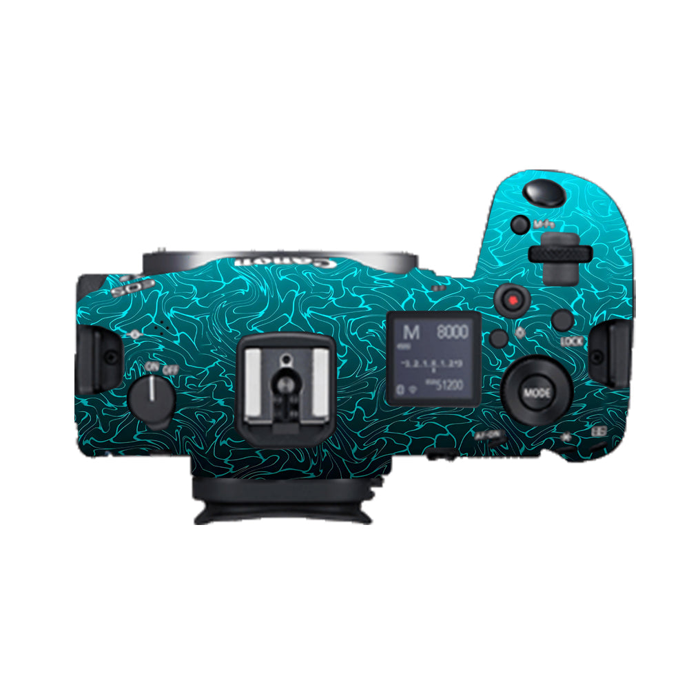 Cyan Blue to Black Gradient Canon EOS R5 Camera Skins
