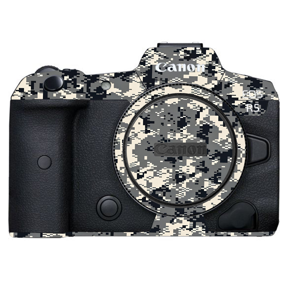 Grey Black Pixel Canon EOS R5 Camera Skins