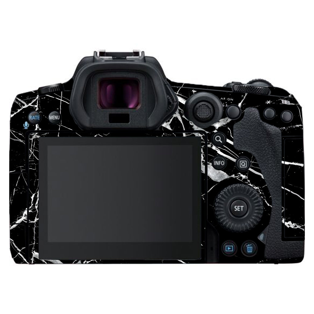 White Veins on Black Canon EOS R5 Camera Skins