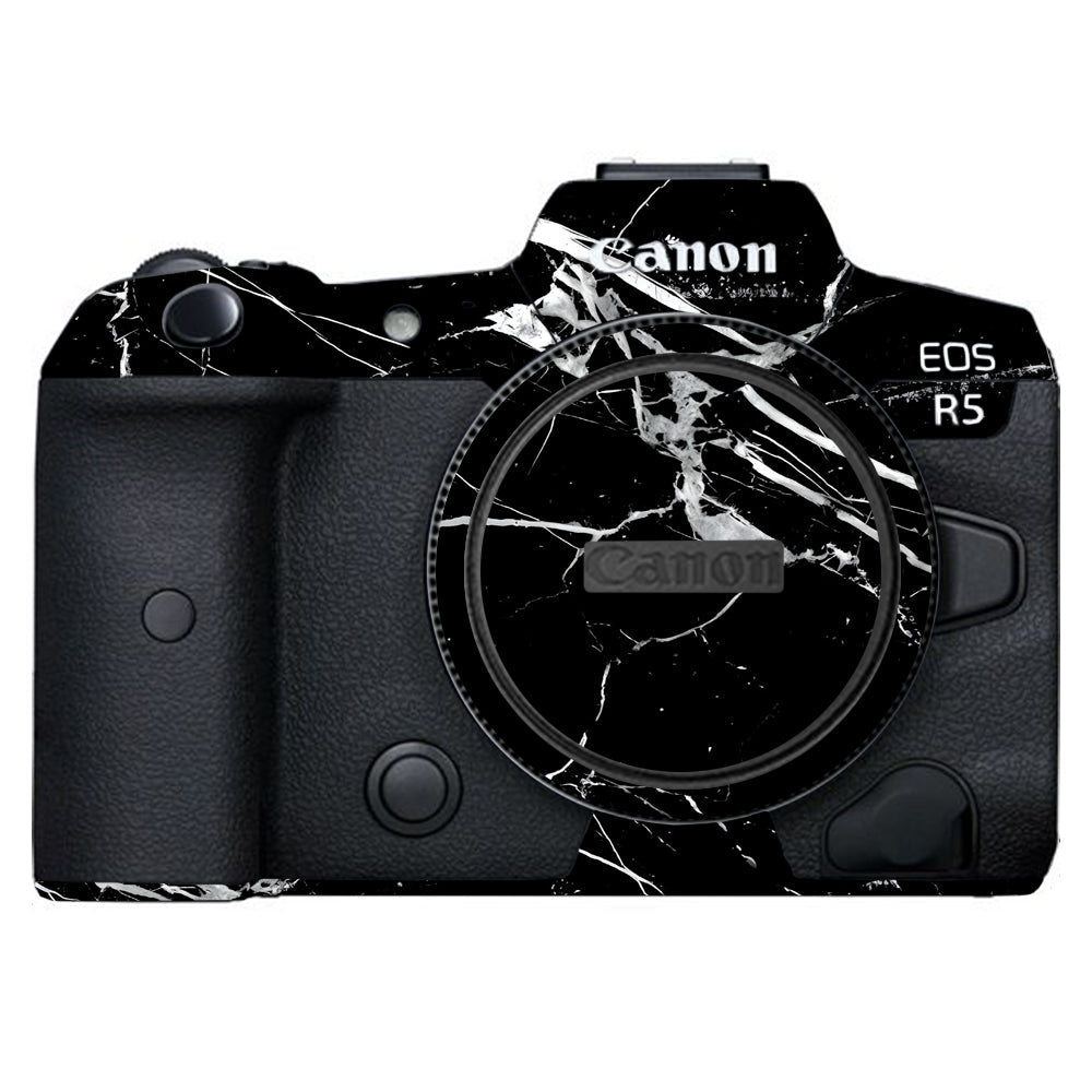 White Veins on Black Canon EOS R5 Camera Skins