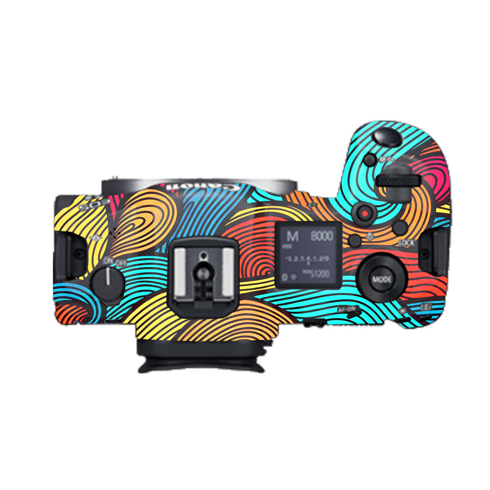 Retro Colorful Doodle Art Pattern Canon EOS R5 Camera Skin