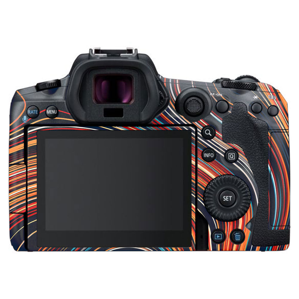 Retro Abstract Striped Swirl Canon EOS R5 Camera Skin